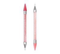 Jagowa Lot de 2 stylos de peinture diamant auto-adhésifs à double tête pour le ramassage de strass pour loisirs créatifs, peinture, nail art (rose, bleu)