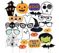 Jagowa Lot de 22 accessoires de photomaton d'Halloween citrouille, fantôme, toile d'araignée, décorations de fête d'Halloween - Accessoires de selfie pour fournitures de fête (style A)