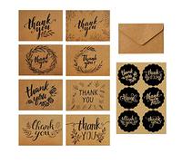 Jagowa Lot de 24 cartes de remerciement avec enveloppes et autocollants, lot de cartes de vœux rustiques pour anniversaire, mariage, remise de diplôme, anniversaire de mariage