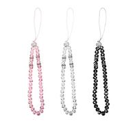 Jagowa Lot de 3 cordons de téléphone avec perles en cristal - Bracelets et breloques élégants pour femmes et filles, Cristal, Cristal
