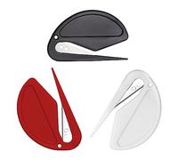 Jagowa Lot de 3 coupe-lettres en plastique pour couper du papier au bureau, à la maison, à l'école (rouge, blanc, noir)