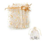 Jagowa Lot de 30 sacs en organza avec cordon de serrage, sacs cadeaux en maille, pour mariage, anniversaire, fête, festival, 10 x 15 cm (blanc)