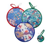 Jagowa Lot de 4 éventails ronds pliants de style japonais pour festival, costume, décoration de mariage (couleur aléatoire)