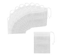 Jagowa Lot de 50 sacs à thé réutilisables en mousseline de coton avec cordon de serrage pour filtrer, isoler le thé et le café (8 x 10 cm), blanc