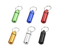 Jagowa Lot de 6 boîtes à pilules portables avec porte-clés en aluminium pour épices et herbes