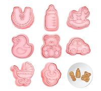 Jagowa Lot de 8 emporte-pièces en plastique 3D pour fête prénatale - Pour décoration de gâteaux - Style A