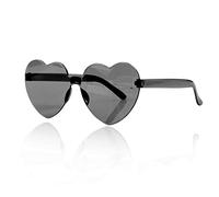 Jagowa Lunettes de soleil en forme de cœur, lunettes monopièce multicolores sans monture en forme de cœur, Noir