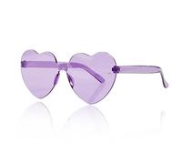 Jagowa Lunettes de soleil en forme de cœur, lunettes multicolores sans monture en forme de cœur en une seule pièce, violet