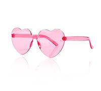 Jagowa Lunettes de soleil en forme de cœur - Sans monture - Transparentes - Couleurs bonbon - Pour filles et femmes