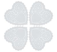 Jagrove Lot de 100 napperons jetables en papier de 12,7 cm en forme de cœur en dentelle pour travaux manuels, gâteaux, desserts, fêtes, décorations de mariage