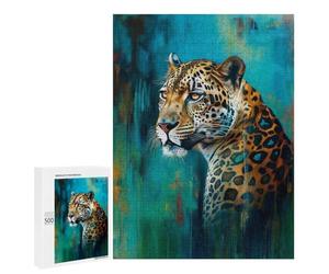 Jaguar Art Print Puzzle 500 Pièces Educa Jouet en Bois Cadeau Unique Décoration Intérieure Jeu Éducatif Challenge Toy Adultes Et Enfants À Partir De 14 Ans 500 PCS