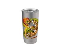 Jaguar Aztèque Quetzalcoatl Serpent Dieu Mythologie Ancienne Gobelet isotherme en acier inoxydable double paroi