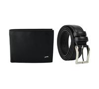 JAGUAR Coffret cadeau, portefeuille en cuir avec RFID et ceinture 125 cm en coffret en bois
