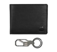 JAGUAR Coffret Cadeau Portefeuille en Cuir Noir et Porte-clés en Métal Gun Metal