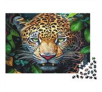 Jaguar Face Art Puzzle 1000 Pièces Adulte en Carton Recyclé, Jeu De Puzzle À Assembler Soi-même Regard Léoparddéfi Entre Amis pour Un Moment De Complicité, Étoile du Cadeau