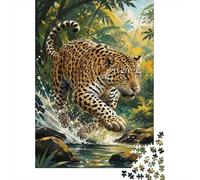 Jaguar Forêt Rivière 1000pcs Mini Puzzle pour Famille Difficile | 70x50cm Carton Décor Salon Structure Durable Cadeau Anniversaire Soulagement Anxiété