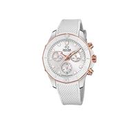JAGUAR J890/1 Montre de la Collection Woman, boîtier de 38,50/38,50 mm Argent avec Bracelet en Caoutchouc Blanc pour Femme