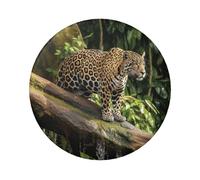 Jaguar Lot de 1 pin's ronds en métal avec motif chat sur tronc d'arbre 6,1 cm pour loisirs créatifs, Noël, projets de fête, taille unique, Pas de gemme