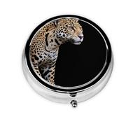 Jaguar Mini pilulier rond à rayures, peut être mis dans un portefeuille, une poche, léger et pratique, 3 compartiments, pilulier portable,