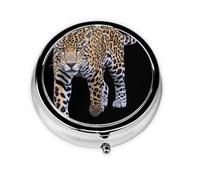Jaguar Mini pilulier rond, peut être mis dans un portefeuille, une poche, léger et pratique, pilulier à 3 compartiments, boîte à pilules portable,