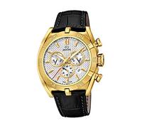 JAGUAR Montre modèle J858 / 1 de la Collection Executive, boîtier argenté 45,8 mm avec Bracelet en Cuir Noir pour Homme J858/1