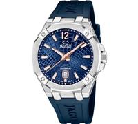 JAGUAR Montre pour Homme J1030/2 Diplomatic Boîtier en Acier Inoxydable Gris Bracelet en Caoutchouc Bleu