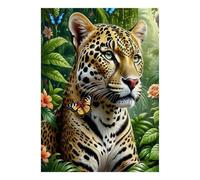 Jaguar Papillon Jungle 1000 Pièces Mini Puzzle pour Adultes Relaxant | 38x26cm Carton Décor De Bureau Découpe Précise Cadeau D'anniversaire Détente