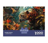 Jaguar Puzzle 1000 Pièces Forêt Puzzles Difficile Et Stimulant Décoration Intérieure en Carton 100% Recyclé Cadeaux pour Femmes, Cadeaux pour Hommes 70x50cm/1000pcs