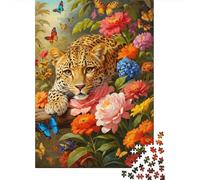 Jaguar Puzzle 1000 Pièces Jardin de Fleurs Puzzle pour Adultes Coffret Puzzle 1000 Pièces Détente Cadeau Famille 52x38cm/1000pcs