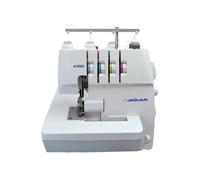 Jaguar 435D Surjeteuse Overlock, 3/4 fils, enfilage codé par couleur, transport différentiel, coupe-fil automatique, bras libre, blanc.