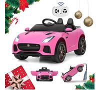 Jaguar Voiture Électrique 12V/4,5 pour Enfants 3-8 Ans, Télécommande 2.4G, 3-5 km/h,2 Moteur, MP3, USB, TF, Récit Rose