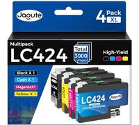 Jagute Cartouches d'encre LC424 Compatible avec Brother LC424 Cartouche LC424XL pour Brother DCP-J1200W DCP-J1200WE DCP J1200W DCP J1200WE DCP J1200 DCP1200 Stampante (4-Pack, Noir Cyan Magenta Jaune)