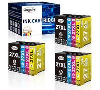 Jagute Lot de 27 cartouches d'encre de rechange XL pour Epson 27 27XL Compatible avec Epson Workforce WF-3620 WF-3640 WF-7110 WF-7210 WF-7610 WF-7620 WF-77710 WF-7715 WF-7720 (lot de 12)