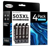 Jagute Lot de 4 Cartouche d’Encre 503XL Noir Compatible avec Cartouche Epson 503 XL Multipack pour Epson Expression Home XP-5200 XP-5205 Workforce WF-2960DWF WF-2965DWF XP5200 XP5205 WF 2960 WF 2965