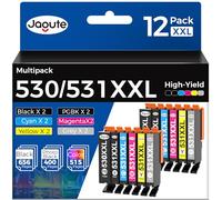 Jagute PGI-530 CLI-531 Cartouches d’Encre pour Canon 530 531 PGI-530XXL CLI-531XXL Cartouche Compatible avec Canon PIXMA TS8750 TS8751 (12 Pack-2 PGBK,2 Noir,2 Cyan,2 Magenta,2 Jaune,2 Gray)