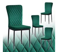 JaHECOME Lot de 4 Chaises de Salle à Manger, Chaise de Salle de séjours Scandinaves en Velours/Similicuir PU Cadre en métal avec Dossier pour Salon, Cuisine, Salle à Manger (4, Vert Velours)