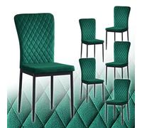 JaHECOME Lot de 6 Chaises de Salle à Manger, Chaise de Salle de séjours Scandinaves en Velours/Similicuir PU Cadre en métal avec Dossier pour Salon, Cuisine, Salle à Manger (6, Vert Velours)