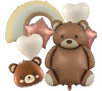 JAHEMU Ballon Ours Anniversaire Ballon Cœur Helium Ballons en Aluminium pour Saint Valentin, Mariage, Fiançailles, Anniversaire,9 Pièces