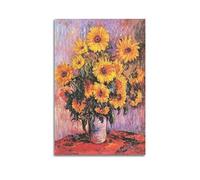 JAHER Claude Monet Peintures - (Bouquet de tournesols) Poster sur toile pour salle de bain Esthétique Décoration murale moderne Cadeaux 40 x 60 cm