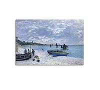 JAHER Claude Monet Peintures - La plage à Sainte Adresse Poster Art mural Peinture sur toile Cadeau Impressions Salon Chambre Décoration 60 x 90 cm