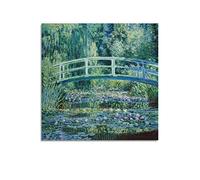 JAHER Peinture de Claude Monet - (nénuphars et pont japonais 1897) - Impression sur toile - Décoration pour salon, chambre à coucher - 70 x 70 cm