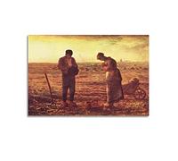 JAHER Tableau Peinture sur toile de Jean Francois Millet - (L'Angelus -2) - Décoration murale - Cadeaux pour chambre à coucher - Décoration d'intérieur - 40 x 60 cm