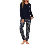 Jahetuul Pyjama Femme en Coton 2 Pièces avec Pantalon Imprimé | Tenue d’intérieur confortable et décontractée avec pantalon à cordon de serrage et poches pour se détendre à la maison