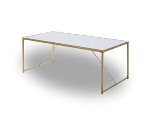 Jahnke Glam Coffee Table Basse, Métal, Doré/Blanc marbré, 120 x 60 x 44 cm (Breite x Tiefe x Höhe)