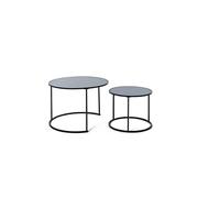 Jahnke Sol Coffee Set Table Basse, Bois d'ingénierie Métal, Verre Noir/Noir, Taille Unique