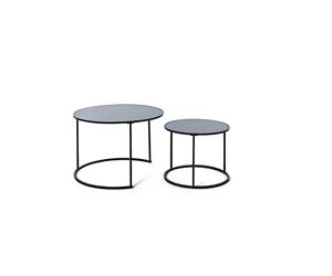 Jahnke Sol Coffee Set Table Basse, Bois d'ingénierie Métal, Verre Noir/Noir, Taille Unique