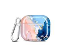 JAHOLAN Coque AirPods 3, Coque Housse Étui Protecteur pour AirPods 3rd Gen, Protection Coque pour AirPods 3 Génération Case Silicone Cover avec Porte-clés - Marbre Purple