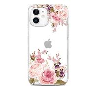 Jaholan Coque iPhone 12 Mini Coque TPU Gel Housse Etui Protection Mince Souple Coque pour iPhone 12 Mini - Fleurs Flower Rose