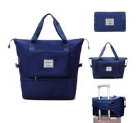 Jahomieo Sac de voyage pliable de grande capacité, sac de transport extensible et imperméable, sac de voyage pour séparation sèche et humide, bleu marine