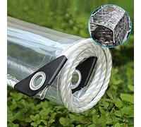 JAHQ Étanche Bâche, Transparente PVC Imperméable Hydratant Résistance Au Déchirement Métal Boutonnière Antirouille Utilisé pour Extérieur Patio, Distance du Trou 50cm - 270cm x 420cm